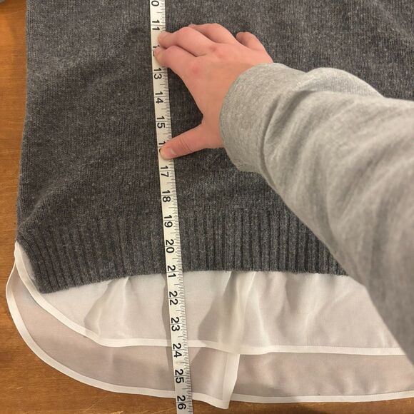 Brochu Walker Medium Gray Wool Cashmere Blend Layered Preppy Workwear Sweater - Picture 7 of 8